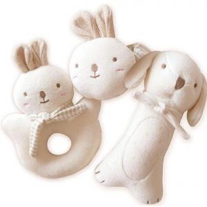 Super Soft 100% Organic Cotton Baby Rabbit Shaped Doll Plush Toy 