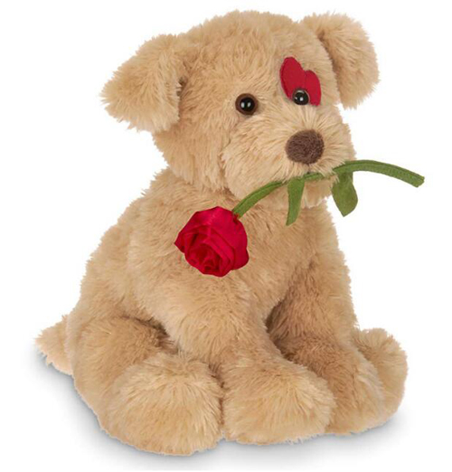 valentine day gift soft plush stuffed dog with rose