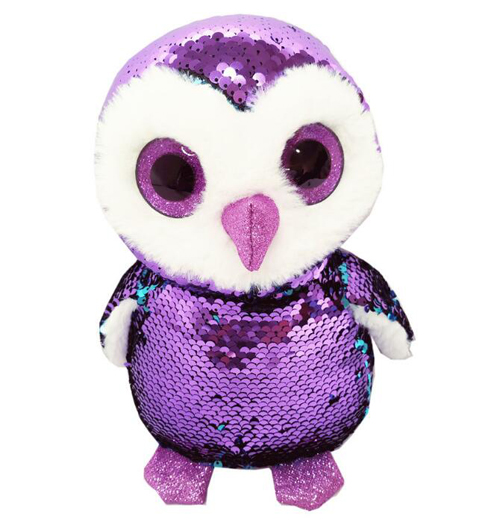 glitter eyes magic flip sequin fabric sea animal penguin plush toy