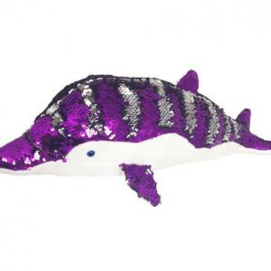 colorful reversible sequin stuffed plush dolphin toy 