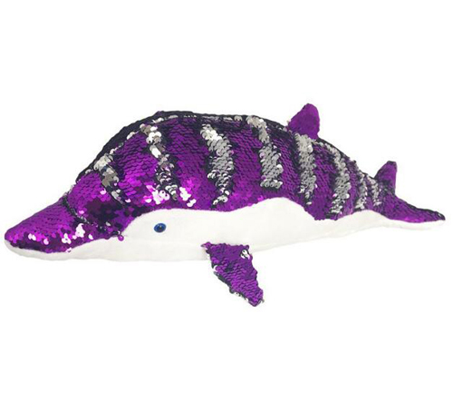 colorful reversible sequin stuffed plush dolphin toy