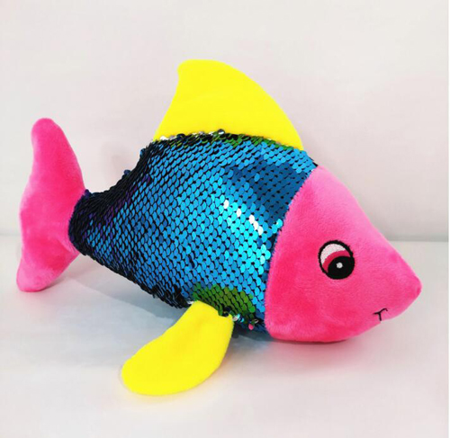 Customized cute plush sequin tropical fish toy