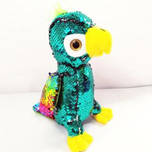 custom new design glitter sequin stuffed plush bird parrot toy