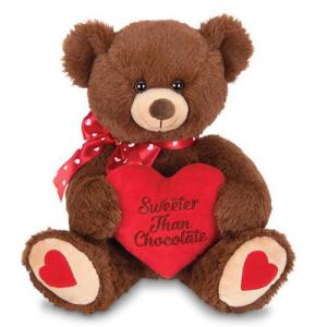 Customized animated plush brown teddy bear valentine with heart