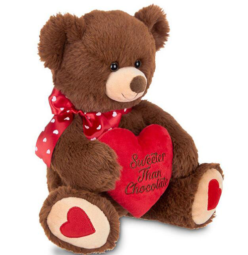 Customized animated plush brown teddy bear valentine with heart