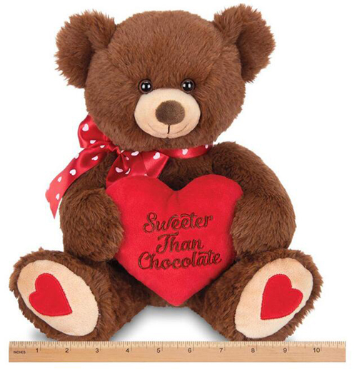 Customized animated plush brown teddy bear valentine with heart