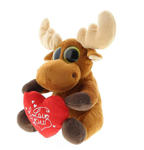 Personalized Stuffed valentines day plush moose