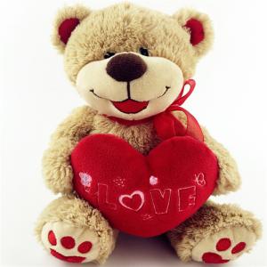 Valentine plush animal plush teddy bear with red heart