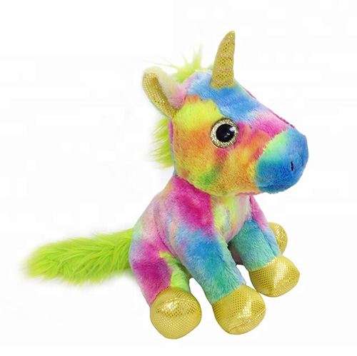 glitter big eyes plush rainbow color unicorn