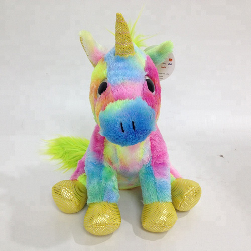 glitter big eyes plush rainbow color unicorn