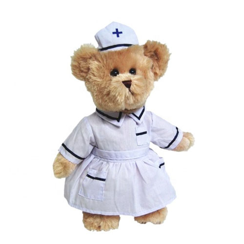 cute soft plush stuffed uniform doctor teddy