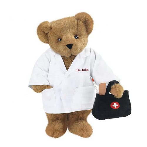 cute soft plush stuffed uniform doctor teddy