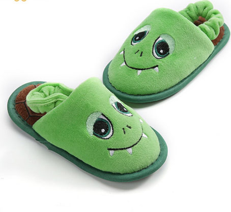 Green plush slipper