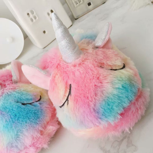  soft color unicorn slippers