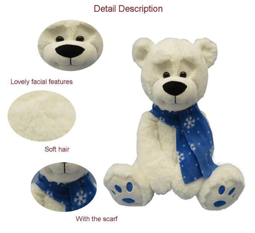 Christmas Gifts Cute Sitting Plush White Teddy Bear