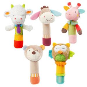 Sensory activity early education animal plush baby rattles soft toys 