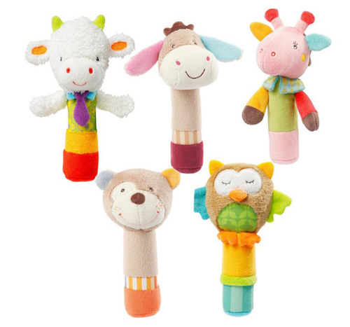 Sensory activity early education animal plush baby rattles soft toys 