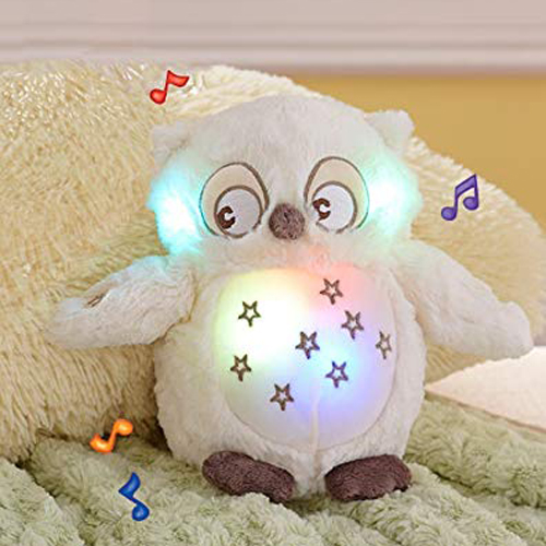 Furry kids night light toys cream plush