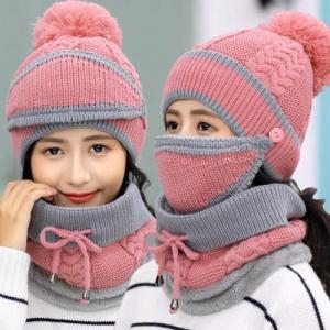  Plush Warm Ear Protection knitted Hats Set