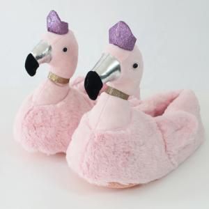 Pink color indoor animal plush toy slipper flamingo