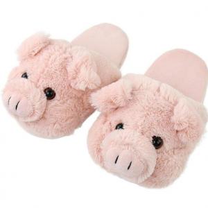 Ladies' animal pink pig indoor plush slippers 