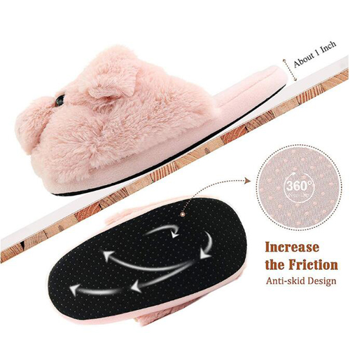 Ladies' animal pink pig indoor plush slippers 