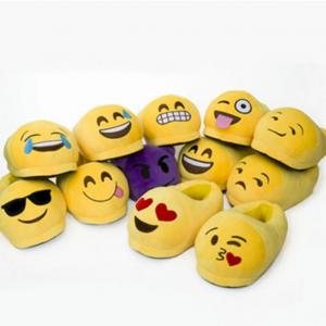 Home Plush Emoji Yellow Soft Warm Slipper for Adults