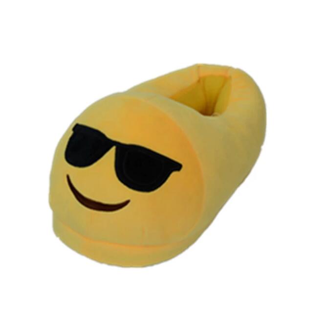 Home Plush Emoji Yellow Soft Warm Slipper for Adults