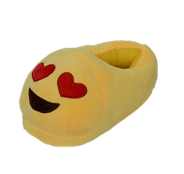 Home Plush Emoji Yellow Soft Warm Slipper for Adults