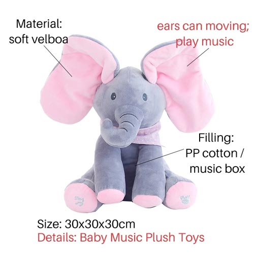 Seek Peek a Boo Electric Elephant Singing Baby Music Plush Toys 