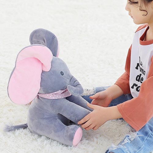 Seek Peek a Boo Electric Elephant Singing Baby Music Plush Toys 
