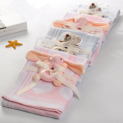 100%Cotton Customized Jacquard Children Baby Use Wrap Swaddle Knitted Blanket