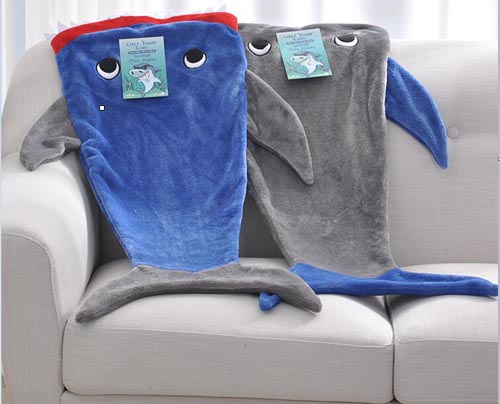 Shark Blanket Bag Adult Mermaid Tail Blanket Knitted Fish Scales Wrap Mermaid