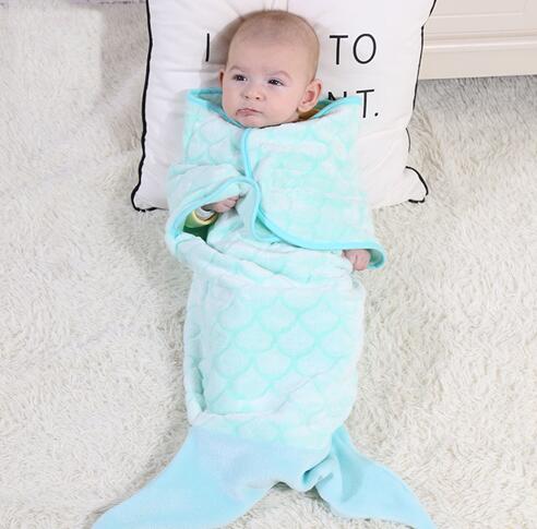 Mermaid Tail Blanket for Girl Soft and Warm Crystal Velvet Fabric Fish Scale Swaddle Blanket 