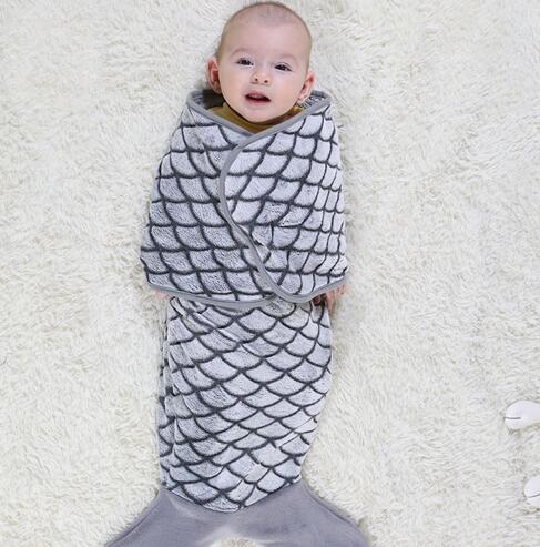 Mermaid Tail Blanket for Girl Soft and Warm Crystal Velvet Fabric Fish Scale Swaddle Blanket 