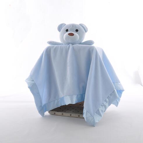 Baby Blanket Plush Polar Fleece Bear Head Comforting New Bron Blanket