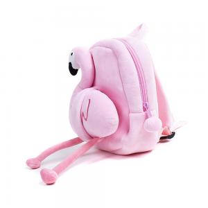 3D Flamingo Kids Backpack, Lightweight Short Plush Travel Toddler Bagpack, Cute School Bag, Adjustable Straps 