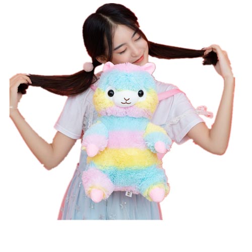High Quality Plush lama alpacos Backpack Fluffy School Bag Plush Knapsack for Girls Kids Birthday Gift