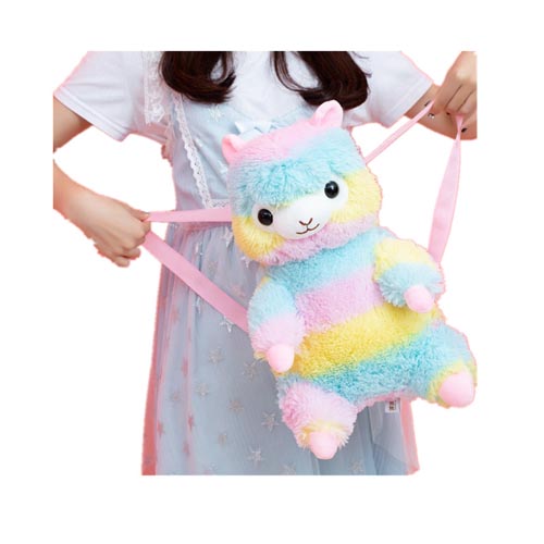 High Quality Plush lama alpacos Backpack Fluffy School Bag Plush Knapsack for Girls Kids Birthday Gift