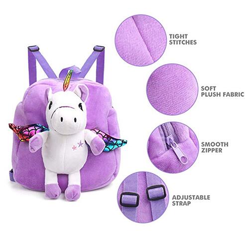 Customized Plush Cartoon Kids 3D unicorn Backpack Kindergarten Pattern Type Rabbit Girls Kids plush School Bags