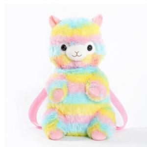 cute rainbow plush schoolbag alpaca backpack for kids