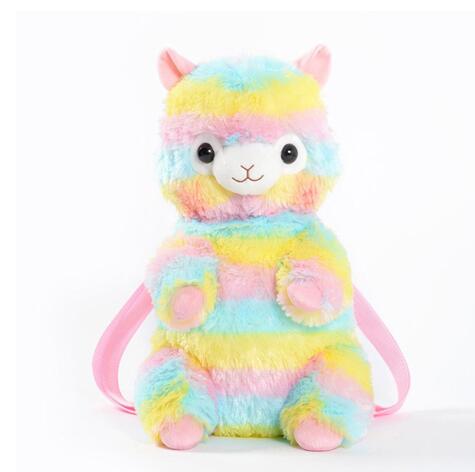 cute rainbow plush schoolbag alpaca backpack for kids