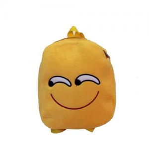 Emoji Smiley Kids School Bags Children Yellow Plush backpack 