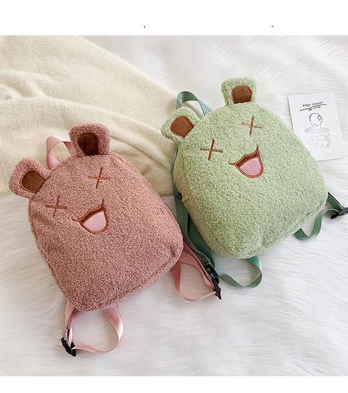  High quality custom plush wool little Bear cartoon cute coin purse kids shoulder bag messenger bag backpack 