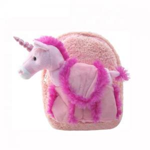 soft stuffed furry pink unicorn animal plush toy backpack for kids