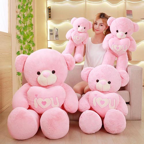 Small plush pink color huge wedding favor couple teddy bear 
