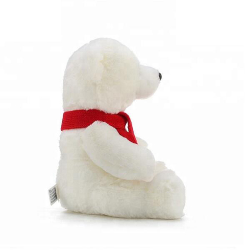Lovely soft white plush bear with scarf