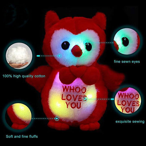 Custom Cute Soft Led Light Up Plush Owl Toys