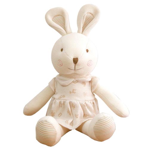Customized 11 inches Lovely 100% Organic Cotton Baby No Dyeing Natural Cotton Organic Animal Toy 
