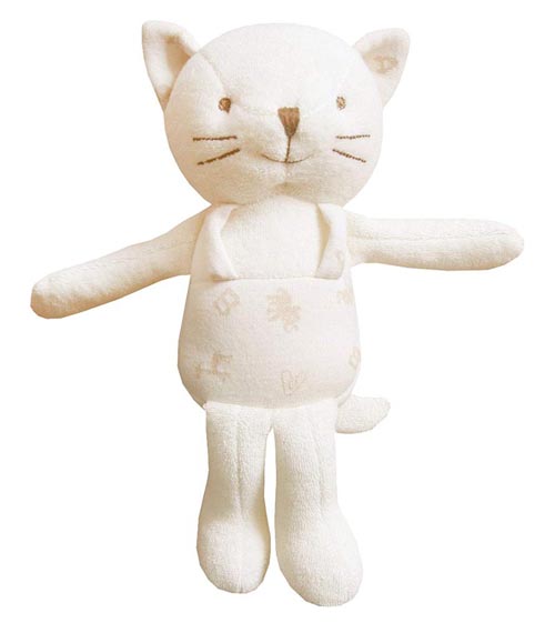 Customized 11 inches Lovely 100% Organic Cotton Baby No Dyeing Natural Cotton Organic Animal Toy 